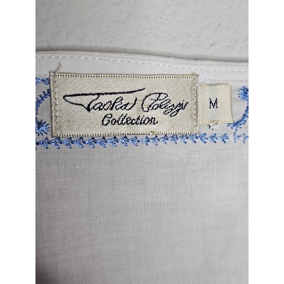 Tasha Polizzi Baja Blues Embroidered White Cotton Blouse Tunic Top Sz Medium - Picture 5 of 12